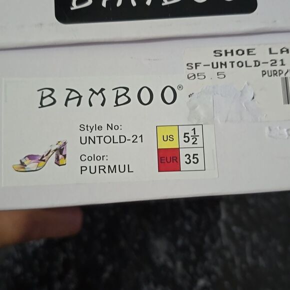 BRAND NEW BAMBOO UNTOLD 21 1960s STAINED GLASS SQUARE TOE MULE HEELS SANDAL - Picture 15 of 16